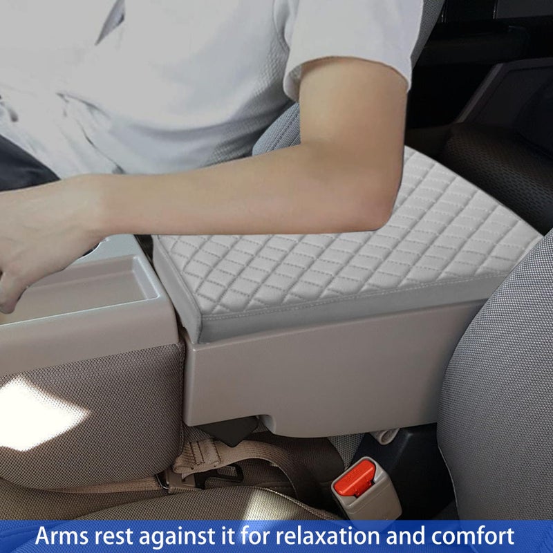 Zxiaochun Center Console Cover for Ford F150 2015-2024 and F250 F350 F450 2017-2024 Leather Arm Rest Box Lid Middle Console Armrest Protective Cover Accessories(40/20/40 Jump Seat Console Only)(Gray) - Image 5
